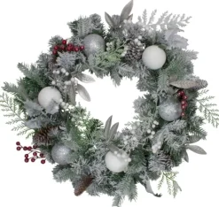 Kirkland's Home Ornaments And Frosted Cedar Berries Wreath- Wreaths