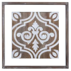 Kirkland's Home Ornate Carved Wood Tile Framed Wall Plaque- Wall Plaques