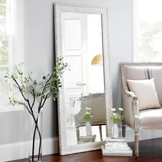 Kirkland's Home Ornate Distressed Cream Mirror, 30.75X64.75 In.- Full Length & Floor Mirrors