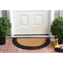 Kirkland's Home Ornate Scroll Coir And Rubber Half Circle Doormat- Doormats