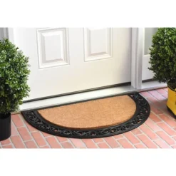 Kirkland's Home Ornate Scroll Coir And Rubber Half Circle Doormat- Doormats
