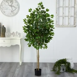 Kirkland's Home Outdoor Bright Green Ficus Tree, 64 In.- Trees & Topiaries