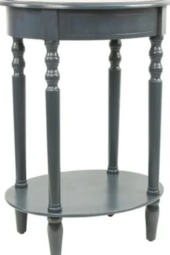 Kirkland's Home Oval Antique Navy Accent Table- Accent & End Tables