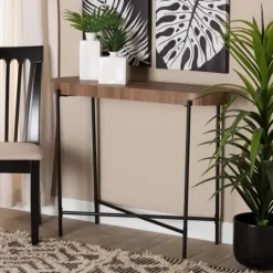 Kirkland's Home Oval Light Wood X Base Console Table- Console Tables