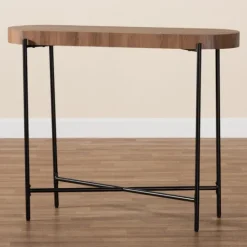 Kirkland's Home Oval Light Wood X Base Console Table- Console Tables