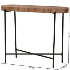 Kirkland's Home Oval Light Wood X Base Console Table- Console Tables