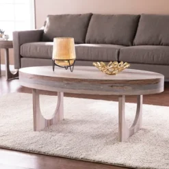 Kirkland's Home Oval Marbled Wood Coffee Table- Coffee Tables