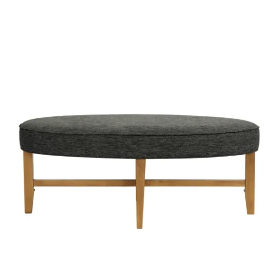 Kirkland's Home Oval Upholstered Welt Edge Ottoman- Benches & Ottomans