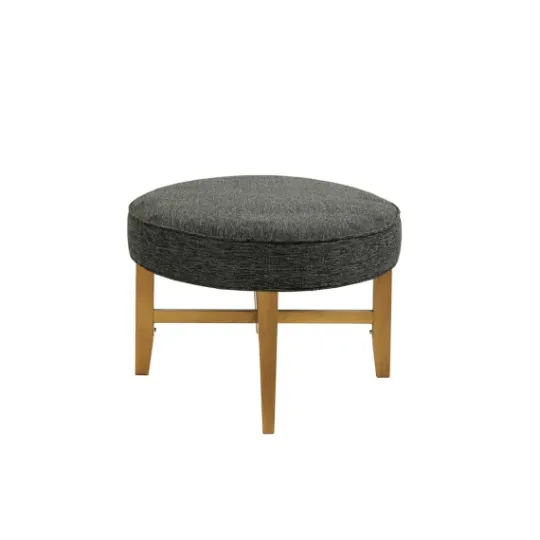 Kirkland's Home Oval Upholstered Welt Edge Ottoman- Benches & Ottomans