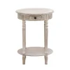 Kirkland's Home Oval Washed Pine Wood Side Table- Accent & End Tables