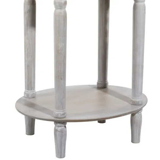 Kirkland's Home Oval Washed Pine Wood Side Table- Accent & End Tables