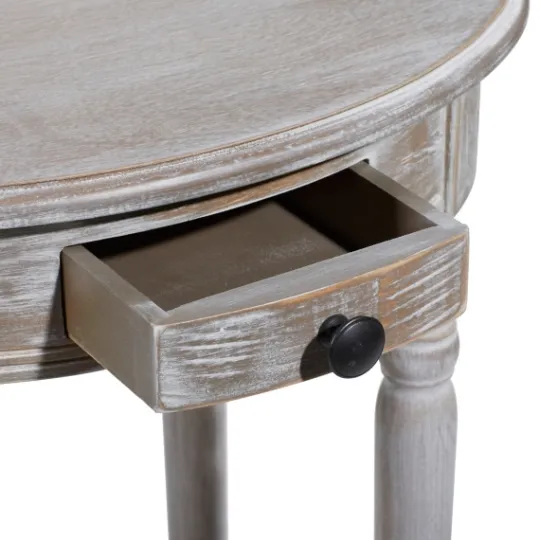 Kirkland's Home Oval Washed Pine Wood Side Table- Accent & End Tables