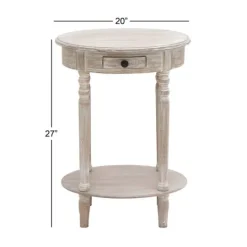 Kirkland's Home Oval Washed Pine Wood Side Table- Accent & End Tables