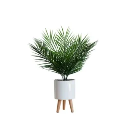 Kirkland's Home Palm Arrangement In White Footed Pot- Arrangements & Greenery