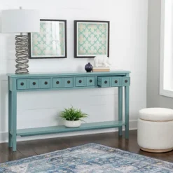 Kirkland's Home Paloma Teal 4-Drawer Console Table- Console Tables