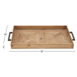 Kirkland's Home Parquet Fir Wood Decorative Tray- Decorative Trays