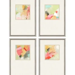 Kirkland's Home Pastel Splash Framed Art Prints, Set Of 4- Framed Art