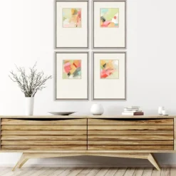 Kirkland's Home Pastel Splash Framed Art Prints, Set Of 4- Framed Art