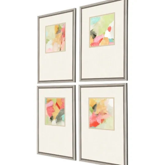 Kirkland's Home Pastel Splash Framed Art Prints, Set Of 4- Framed Art