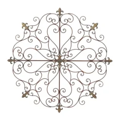 Kirkland's Home Patina Metal Floral Crest Wall Plaque- Wall Plaques