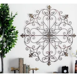Kirkland's Home Patina Metal Floral Crest Wall Plaque- Wall Plaques