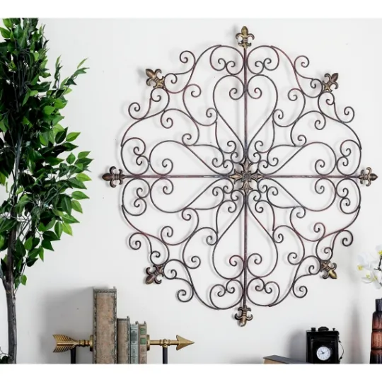 Kirkland's Home Patina Metal Floral Crest Wall Plaque- Wall Plaques