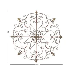 Kirkland's Home Patina Metal Floral Crest Wall Plaque- Wall Plaques