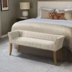 Kirkland's Home Patterned Short Wingback Upholstered Bench- Benches & Ottomans