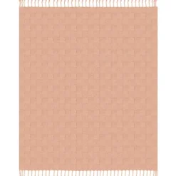 Kirkland's Home Peach Checkered Weave Fringe Throw- Blankets & Throws