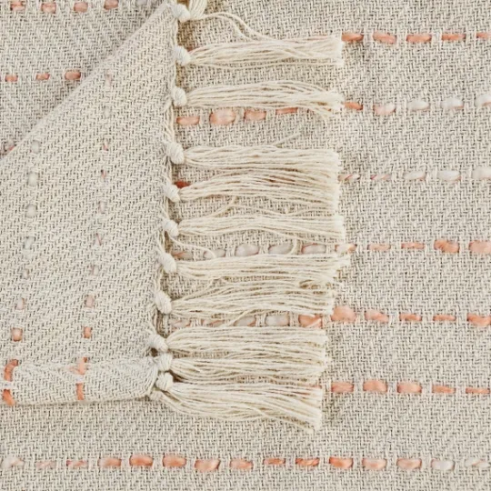 Kirkland's Home Peach Shimmer Stripe Woven Throw- Blankets & Throws