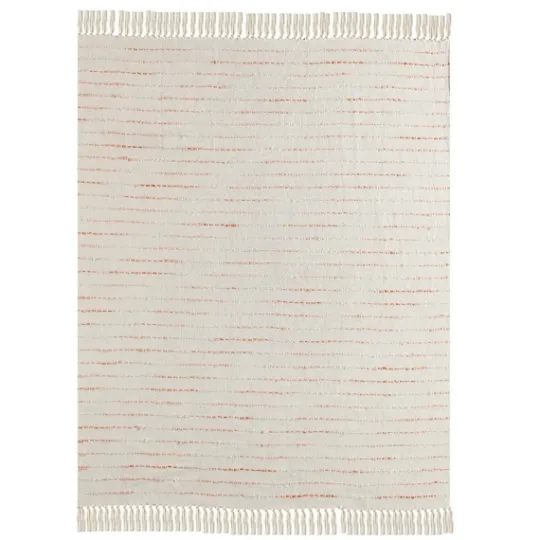 Kirkland's Home Peach Shimmer Stripe Woven Throw- Blankets & Throws
