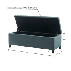 Kirkland's Home Peacock Button Tufted Storage Bench- Benches & Ottomans