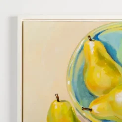 Kirkland's Home Pears In A Turquoise Bowl Framed Canvas Art Print- Framed Art