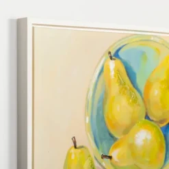 Kirkland's Home Pears In A Turquoise Bowl Framed Canvas Art Print- Framed Art