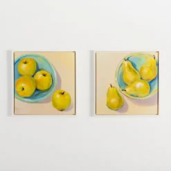 Kirkland's Home Pears In A Turquoise Bowl Framed Canvas Art Print- Framed Art