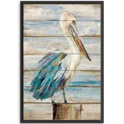 Kirkland's Home Pelican On Faux Shiplap Framed Art Print- Framed Art