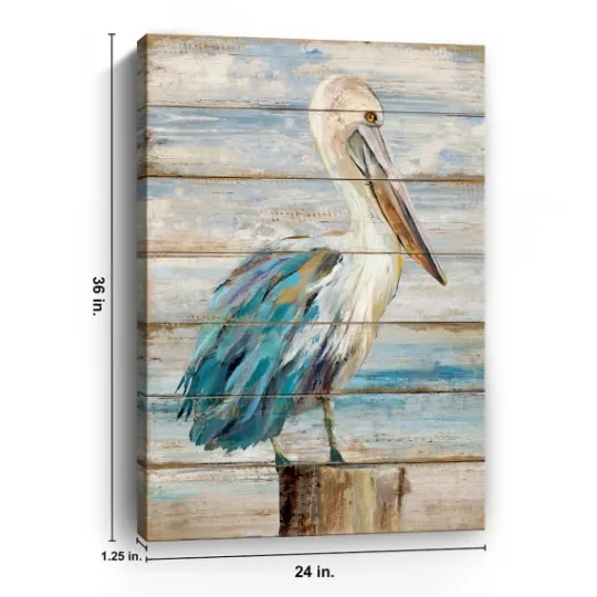 Kirkland's Home Pelican On Faux Shiplap Giclee Canvas Art Print- Canvas Art