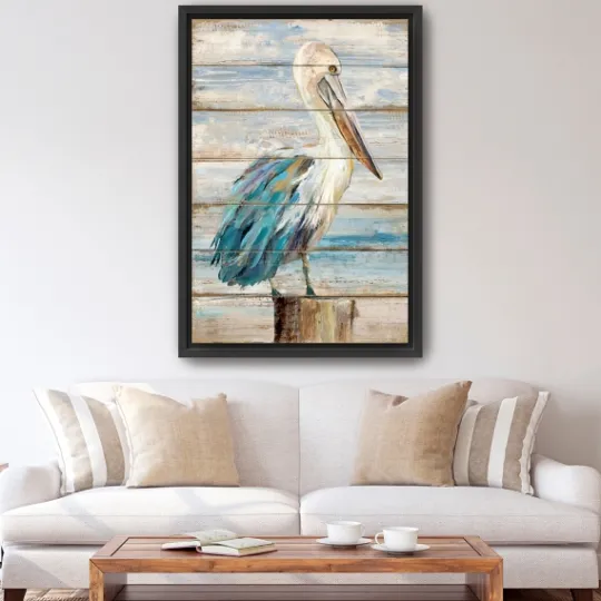 Kirkland's Home Pelican Shiplap Framed Canvas Art Print, 32X48 In.- Canvas Art