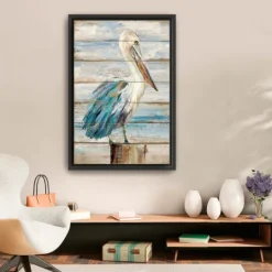 Kirkland's Home Pelican Shiplap Framed Canvas Art Print, 26X38 In.- Canvas Art