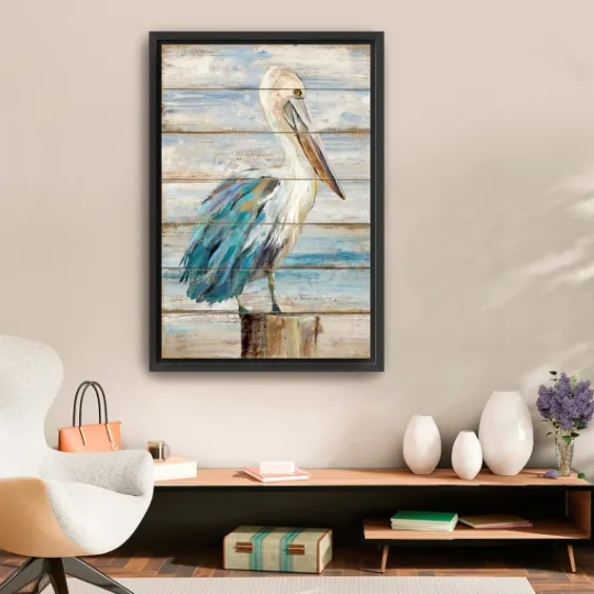 Kirkland's Home Pelican Shiplap Framed Canvas Art Print, 26X38 In.- Canvas Art