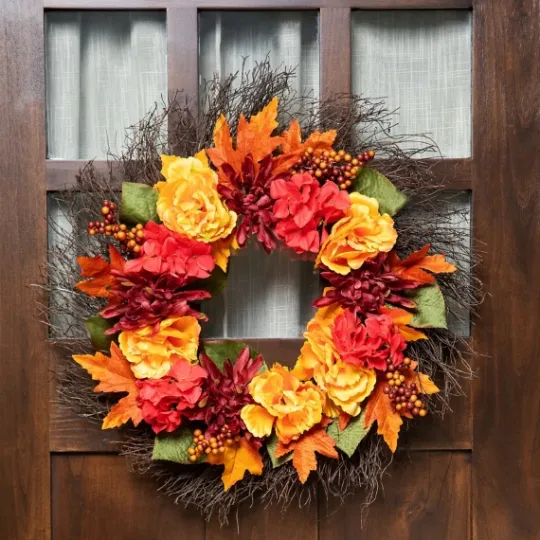 Kirkland's Home Peony And Mum Floral Wreath- Wreaths