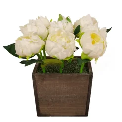 Kirkland's Home Peony Arrangement In Wood Box- Arrangements & Greenery