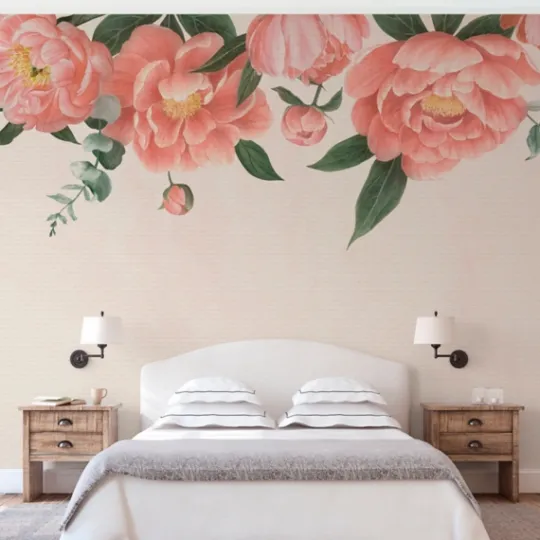 Kirkland's Home Peony On Blush Peel And Stick Wall Mural- Wall Murals & Wall Decals