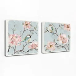 Kirkland's Home Perched By Pinks Giclee Canvas Prints, Set Of 2- Canvas Art