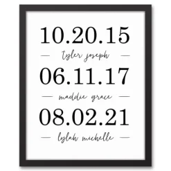 Kirkland's Home Personalized Names & Dates Framed Canvas Print- Wall Quotes & Signs