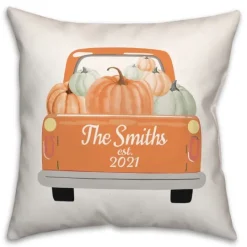 Kirkland's Home Personalized Orange Pumpkin Truck Pillow- Pillows