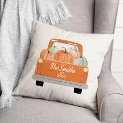 Kirkland's Home Personalized Orange Pumpkin Truck Pillow- Pillows
