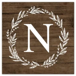 Kirkland's Home Personalized Shiplap Wreath Canvas Wall Plaque- Monogram Wall Decor