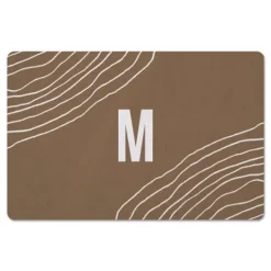 Kirkland's Home Personalized Taupe Monogram Wavy Lines Floor Mat- Kitchen & Floor Mats