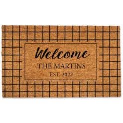 Kirkland's Home Personalized Welcome Windowpane Coir Doormat- Doormats